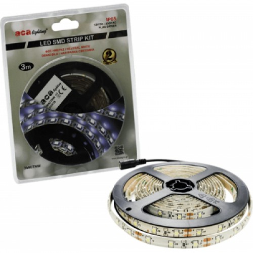 LED Ταινία 3W SMD 230V 120lm Αδιάβροχη IP65 Φυσικό Λευκό 3 Μέτρα Σε Blister ACA