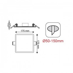 Φωτιστικό Οροφής Slim Panel Λευκό Τετράγωνο Χωνευτό LED SMD 15W 120° FLEXI Aca