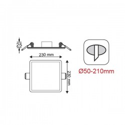 Φωτιστικό Οροφής Slim Panel Λευκό Τετράγωνο Χωνευτό LED SMD 19W 120° FLEXI Aca
