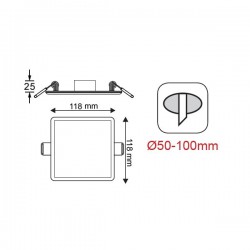 Φωτιστικό Οροφής Slim Panel Λευκό Τετράγωνο Χωνευτό LED SMD 9W 120° FLEXI Aca