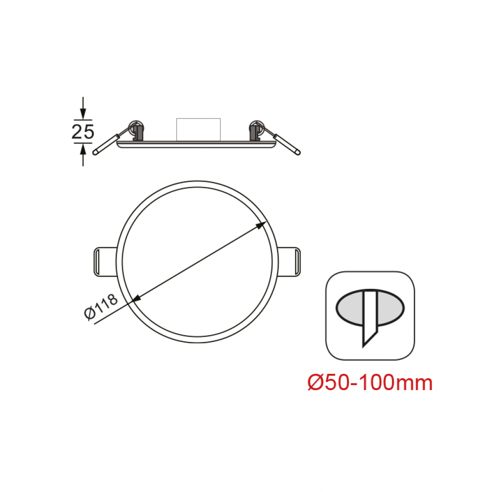 Φωτιστικό Οροφής Slim Panel Λευκό Στρογγυλό Χωνευτό LED SMD Ψυχρό Λευκό 6000K 9W 120° FLEXI Aca