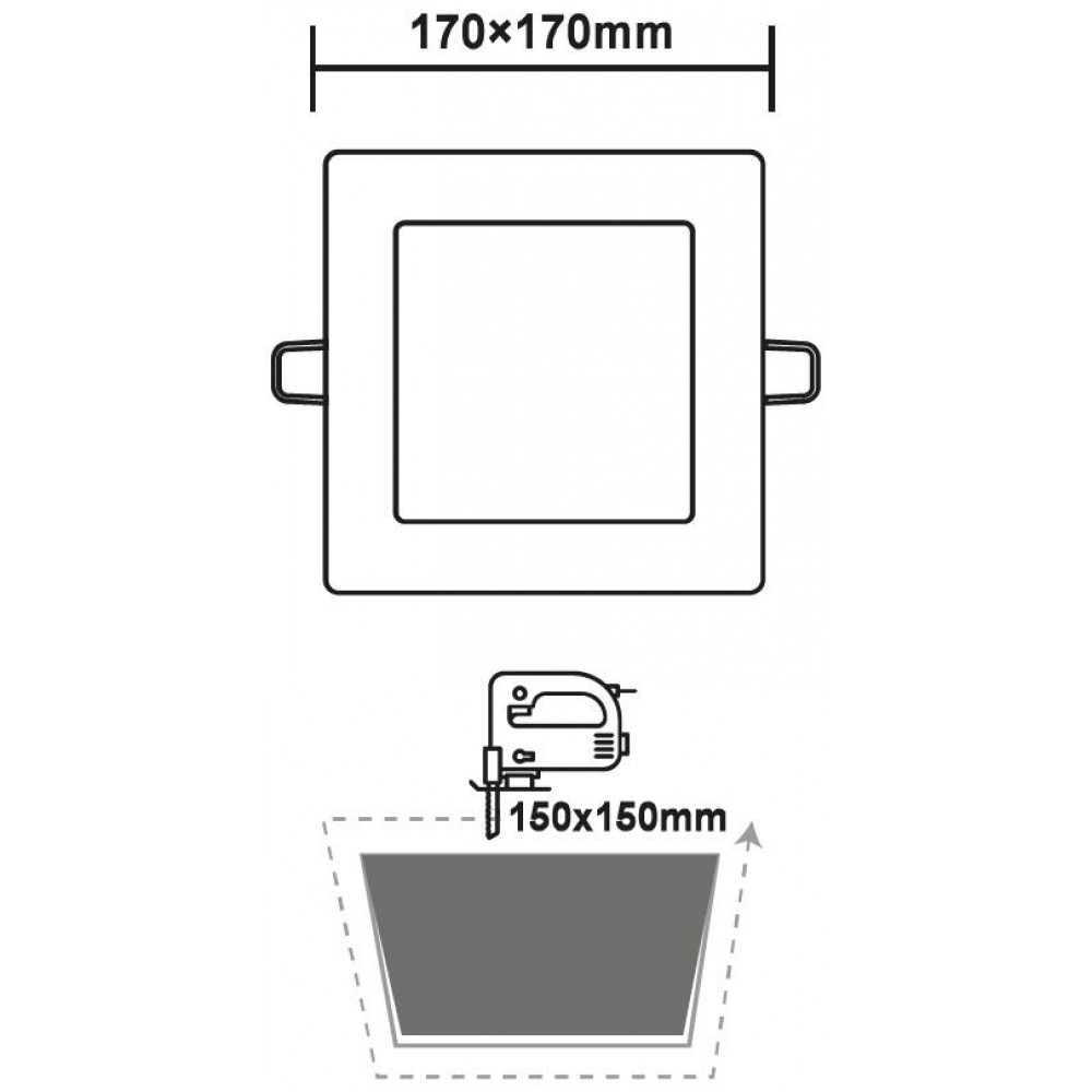 Χωνευτό Slim Panel Νίκελ Ματ Τετράγωνο LED SMD 12W 120° PLATO Aca