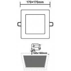 Χωνευτό Slim Panel Λευκό Τετράγωνο LED SMD 12W 120° PLATO Aca