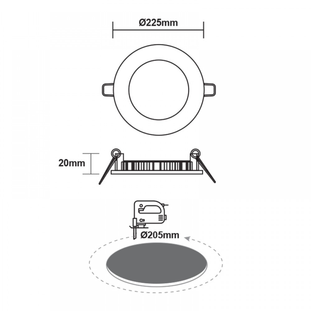 Χωνευτό Slim Panel Νικελ Ματ Στρογγυλό LED SMD PLATO Ψυχρό Λευκό 6500K 18W 120° Aca