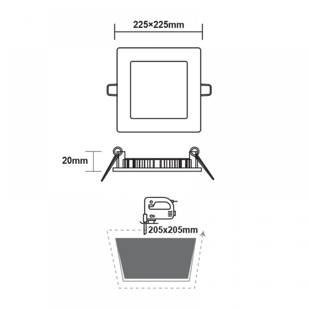 Χωνευτό Slim Panel Νίκελ Ματ Τετράγωνο LED SMD 18W 120° PLATO Aca