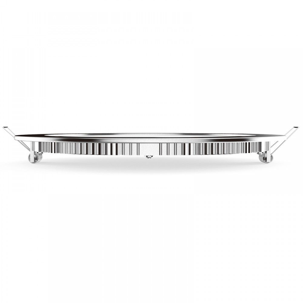 Χωνευτό Slim Panel Νικελ Ματ Στρογγυλό LED SMD PLATO Ψυχρό Λευκό 6500K 18W 120° Aca