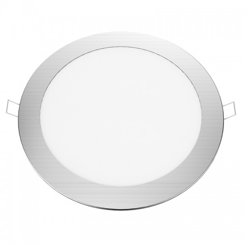 Χωνευτό Slim Panel Νικελ Ματ Στρογγυλό LED SMD PLATO Θερμό Λευκό 3000K 18W 120° Aca