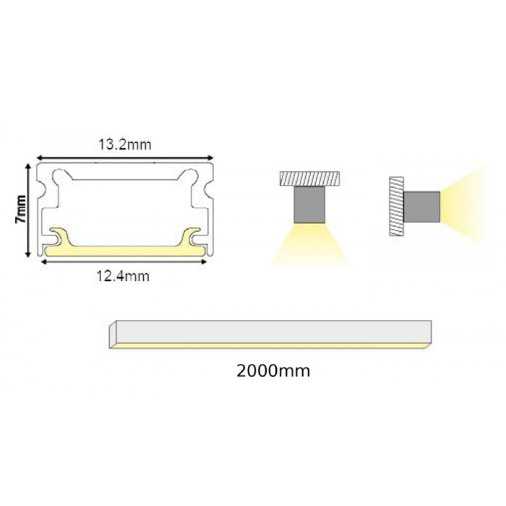 2 Μέτρα Προφίλ Αλουμινίου Με Οπάλ Κάλυμμα MICRO P151U ACA