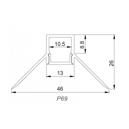 2 Μέτρα Προφίλ Αλουμινίου Με Οπάλ Κάλυμμα Χωνευτό LATE INNER P69 ACA