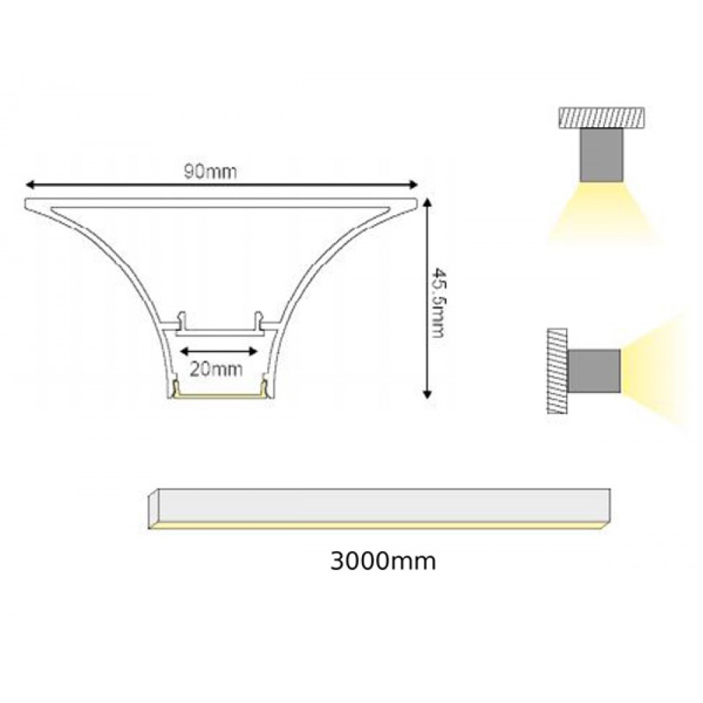 3 Μέτρα Προφίλ Αλουμινίου Με Οπάλ Κάλυμμα PROJE P620 ACA