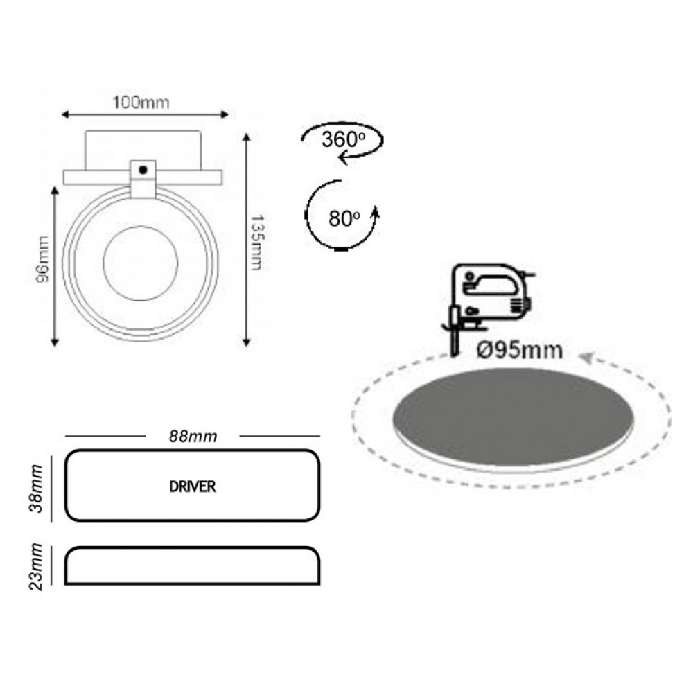 LED Χωνευτό Φωτιστικό Σποτ Κινητό Στρογγυλό 10W 230V 60° IP20 BEL ACA