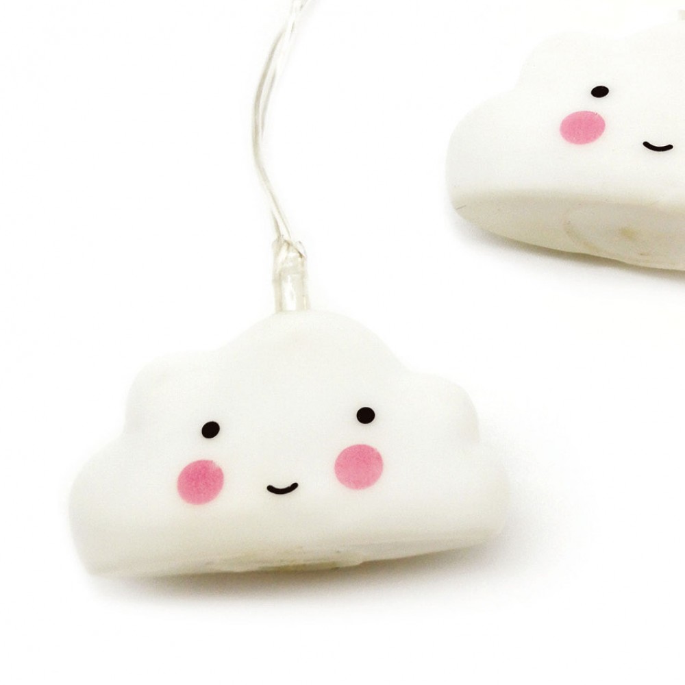 10 Ψυχρά Λευκά LED Μπαταρίας Με Σύννεφα Σιλικόνης Και Με Χρονοδιακόπτη - IP20 135+30cm Διάφανο Καλώδιο 3xAA - ACA