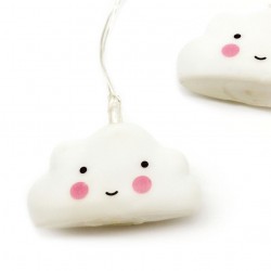 10 Ψυχρά Λευκά LED Μπαταρίας Με Σύννεφα Σιλικόνης Και Με Χρονοδιακόπτη - IP20 135+30cm Διάφανο Καλώδιο 3xAA - ACA