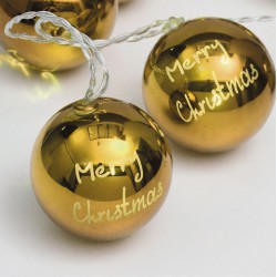 10 Θερμά Λευκά LED Μπαταρίας Με Χρυσά Μπαλάκια Πλαστικά Και Με Χρονοδιακόπτη - IP20 135+30cm Διάφανο Καλώδιο 3xAA - ACA