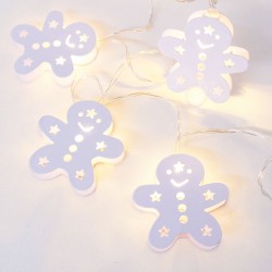 10 Θερμά Λευκά LED Μπαταρίας Με Μεταλλικό Μπισκοτούλη - IP20 135+30cm Διάφανο Καλώδιο 2xAA - ACA