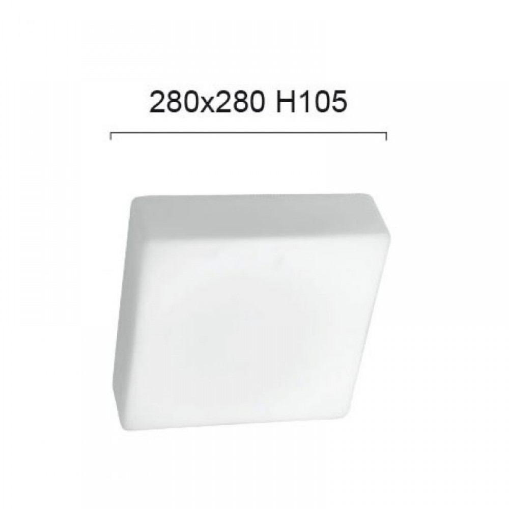 Πλαφονιέρα Τετράγωνη Από Οπάλ Σατινάτο Γυαλί Και Λευκή Μεταλλική Βάση 28x28cm Tito VIOKEF