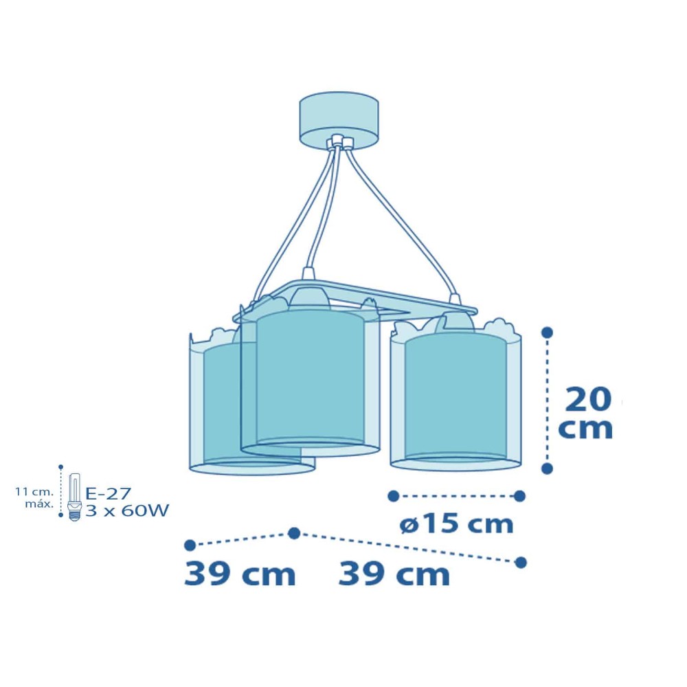 My Little Jungle Κρεμαστό Παιδικό Φωτιστικό Τρίφωτο Οροφής 3xE27 Ango