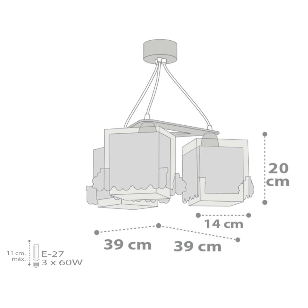The Night Train Κρεμαστό Παιδικό Φωτιστικό Tρίφωτο Οροφής 3xE27 Ango