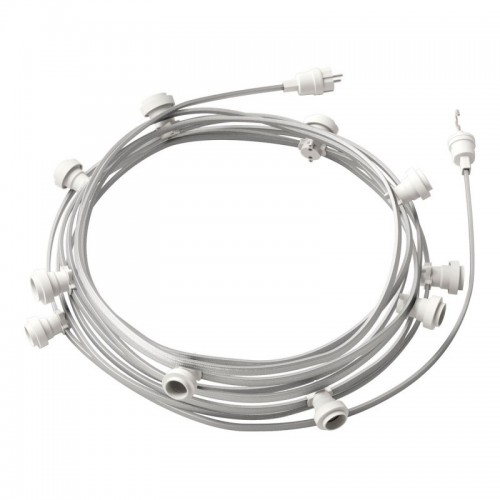 Γιρλάντα Έτοιμη Για Χρήση, 12,5m Υφασμάτινο Καλώδιο Πλακέ Ασημί CM02 με 10 Ντουί, Γάντζο Και Φις Creative Cables