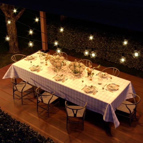 Γιρλάντα Έτοιμη Για Χρήση, 12,5m Υφασμάτινο Καλώδιο Πλακέ Μαύρο CM04 με 10 Ντουί, Γάντζο Και Φις Creative Cables