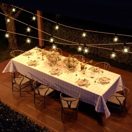 Γιρλάντα Έτοιμη Για Χρήση, 7,5m Υφασμάτινο Καλώδιο Φυσικό Σχοινί Γιούτα CN06 με 5 Ντουί, Γάντζο Και Φις Creative Cables