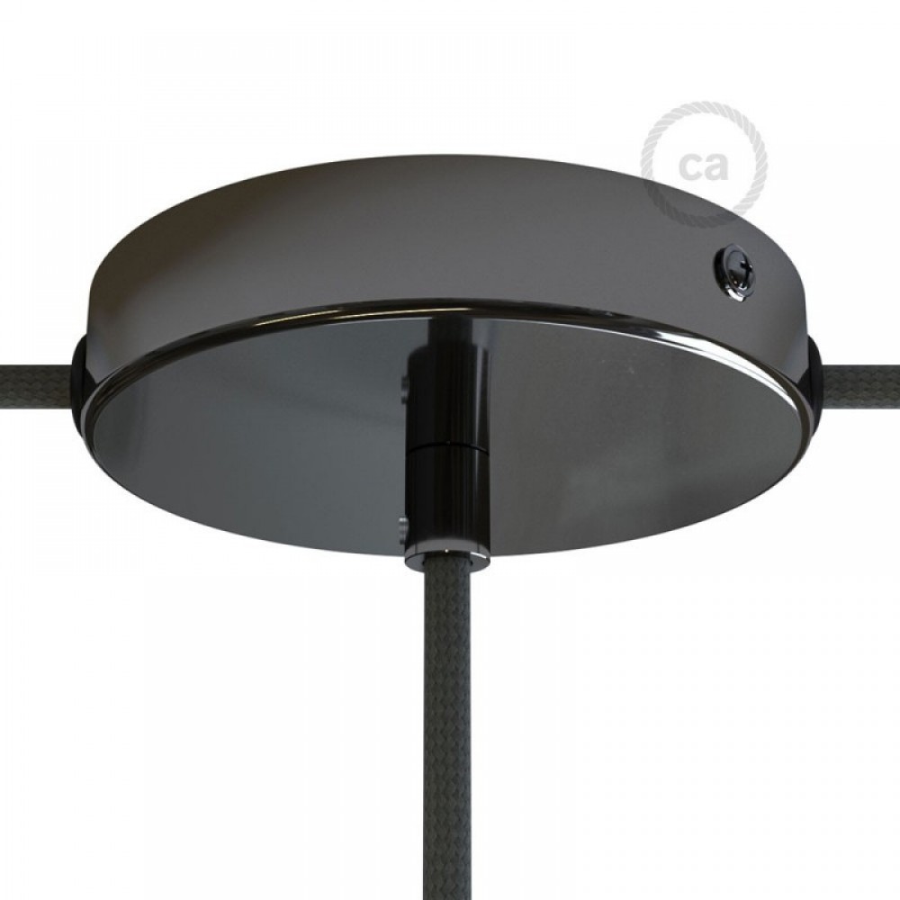 Ροζέτα Πλακέ Μεταλλική Με 1 Τρύπα Στο Κέντρο Και 2 Τρύπες Στο Πλάι, Με Βίδες, Στήριξη, Και Πλακέ Ανθρακί Στήριγμα Καλωδίου - Ανθρακί Creative Cables