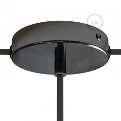 Ροζέτα Πλακέ Μεταλλική Με 1 Τρύπα Στο Κέντρο Και 2 Τρύπες Στο Πλάι, Με Βίδες, Στήριξη, Και Πλακέ Ανθρακί Στήριγμα Καλωδίου - Ανθρακί Creative Cables