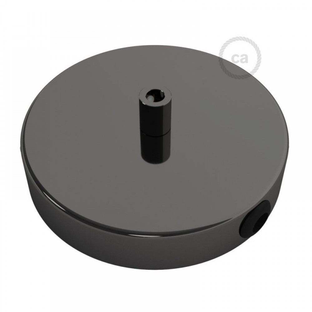 Ροζέτα Πλακέ Μεταλλική Με 1 Τρύπα Στο Κέντρο Και 2 Τρύπες Στο Πλάι, Με Βίδες, Στήριξη, Και Πλακέ Ανθρακί Στήριγμα Καλωδίου - Ανθρακί Creative Cables