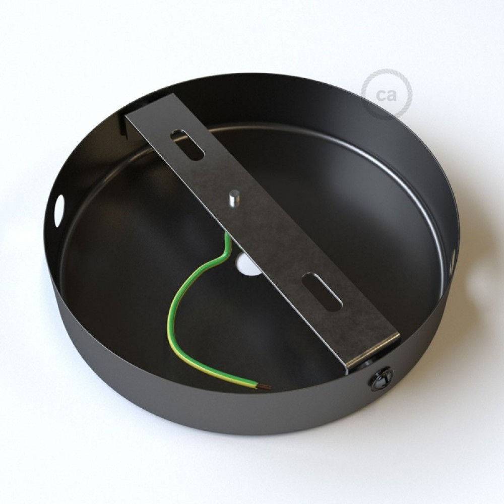 Ροζέτα Πλακέ Μεταλλική Με 1 Τρύπα Στο Κέντρο Και 2 Τρύπες Στο Πλάι, Με Βίδες, Στήριξη, Και Πλακέ Ανθρακί Στήριγμα Καλωδίου - Ανθρακί Creative Cables