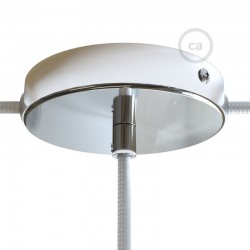 Ροζέτα Πλακέ Μεταλλική Με 1 Τρύπα Στο Κέντρο Και 2 Τρύπες Στο Πλάι, Με Βίδες, Στήριξη, Και Πλακέ Στήριγμα Καλωδίου - Χρωμίου Creative Cables