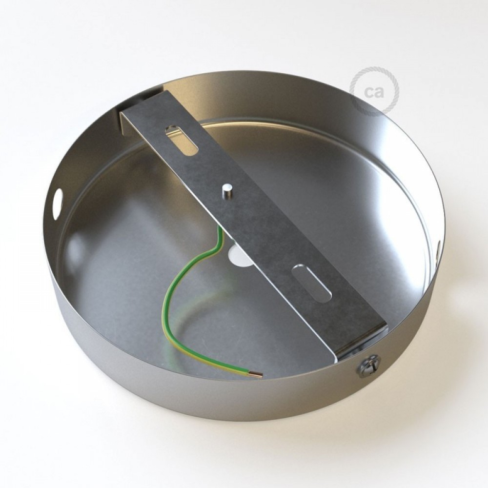 Ροζέτα Πλακέ Μεταλλική Με 1 Τρύπα Στο Κέντρο Και 2 Τρύπες Στο Πλάι, Με Βίδες, Στήριξη, Και Πλακέ Στήριγμα Καλωδίου - Χρωμίου Creative Cables