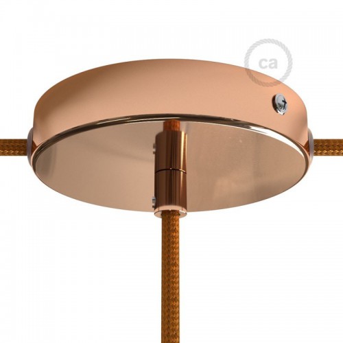 Ροζέτα Πλακέ Μεταλλική Με 1 Τρύπα Στο Κέντρο Και 2 Τρύπες Στο Πλάι, Με Βίδες, Στήριξη, Και Πλακέ χάλκινο Στήριγμα Καλωδίου - Χάλκινη Creative Cables