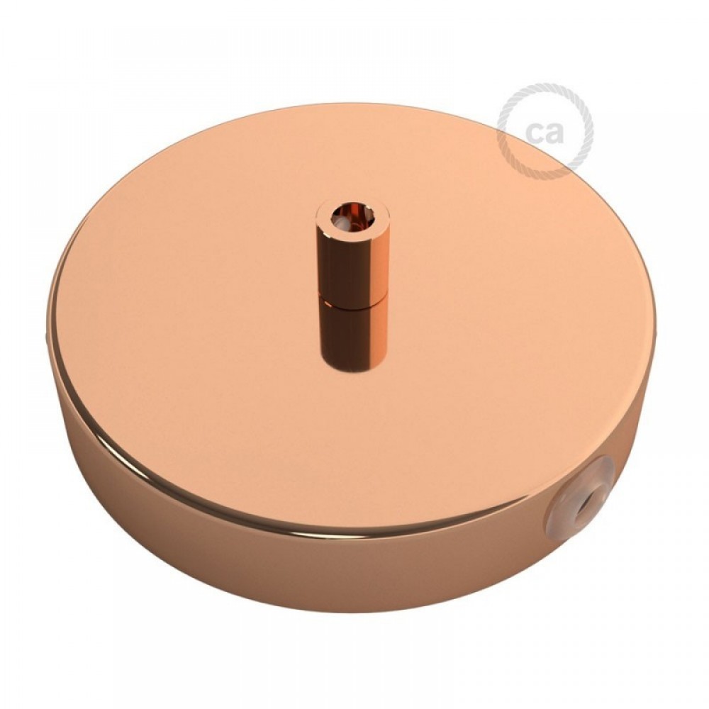 Ροζέτα Πλακέ Μεταλλική Με 1 Τρύπα Στο Κέντρο Και 2 Τρύπες Στο Πλάι, Με Βίδες, Στήριξη, Και Πλακέ χάλκινο Στήριγμα Καλωδίου - Χάλκινη Creative Cables