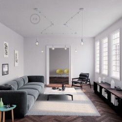 Ροζέτα Πλακέ Μεταλλική Με 1 Τρύπα Στο Κέντρο Και 2 Τρύπες Στο Πλάι, Με Βίδες, Στήριξη, Και Πλακέ Στήριγμα Καλωδίου - Λευκή Creative Cables