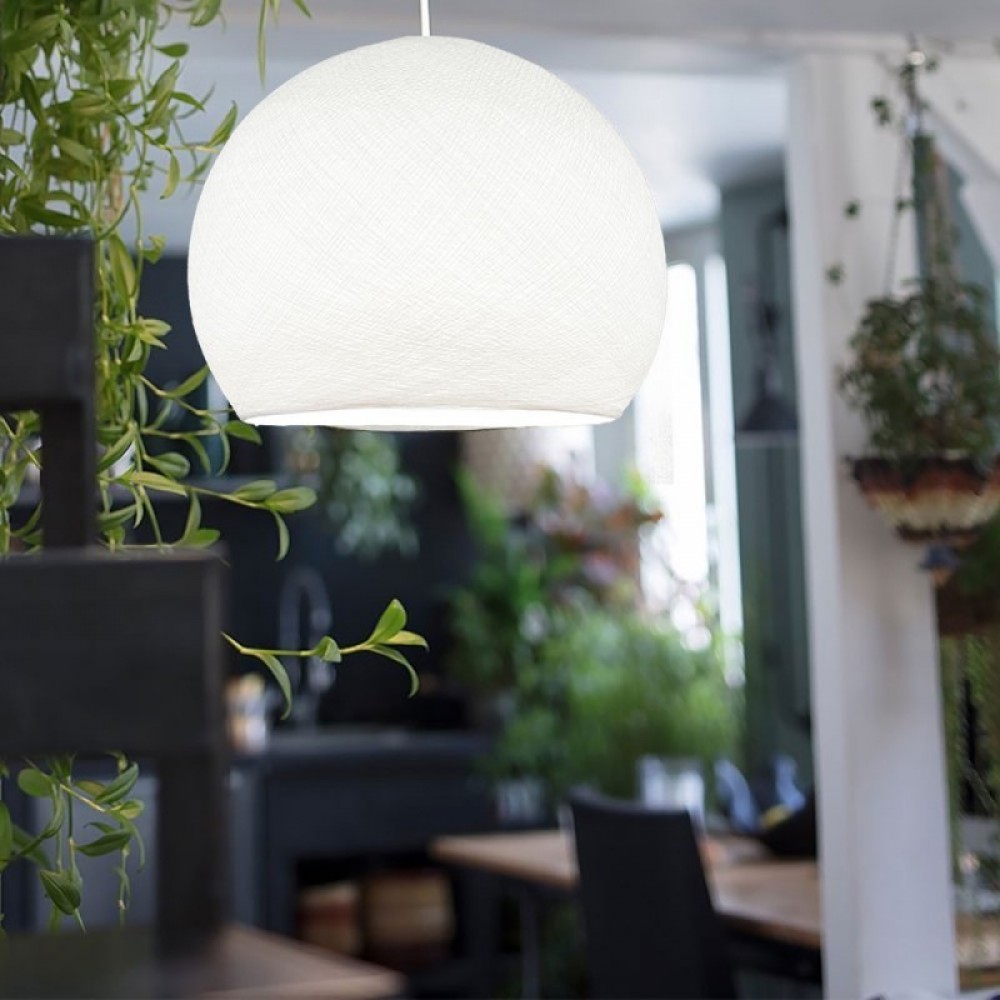Φωτιστικό Μπάλα Dome Λευκό Από Νήμα Πολυεστέρα - 100% Χειροποίητο Creative Cables