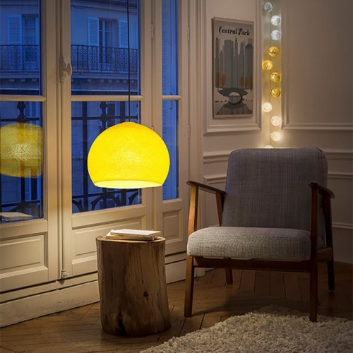 Φωτιστικό Μπάλα Dome Κίτρινο Από Νήμα Πολυεστέρα - 100% Χειροποίητο Creative Cables