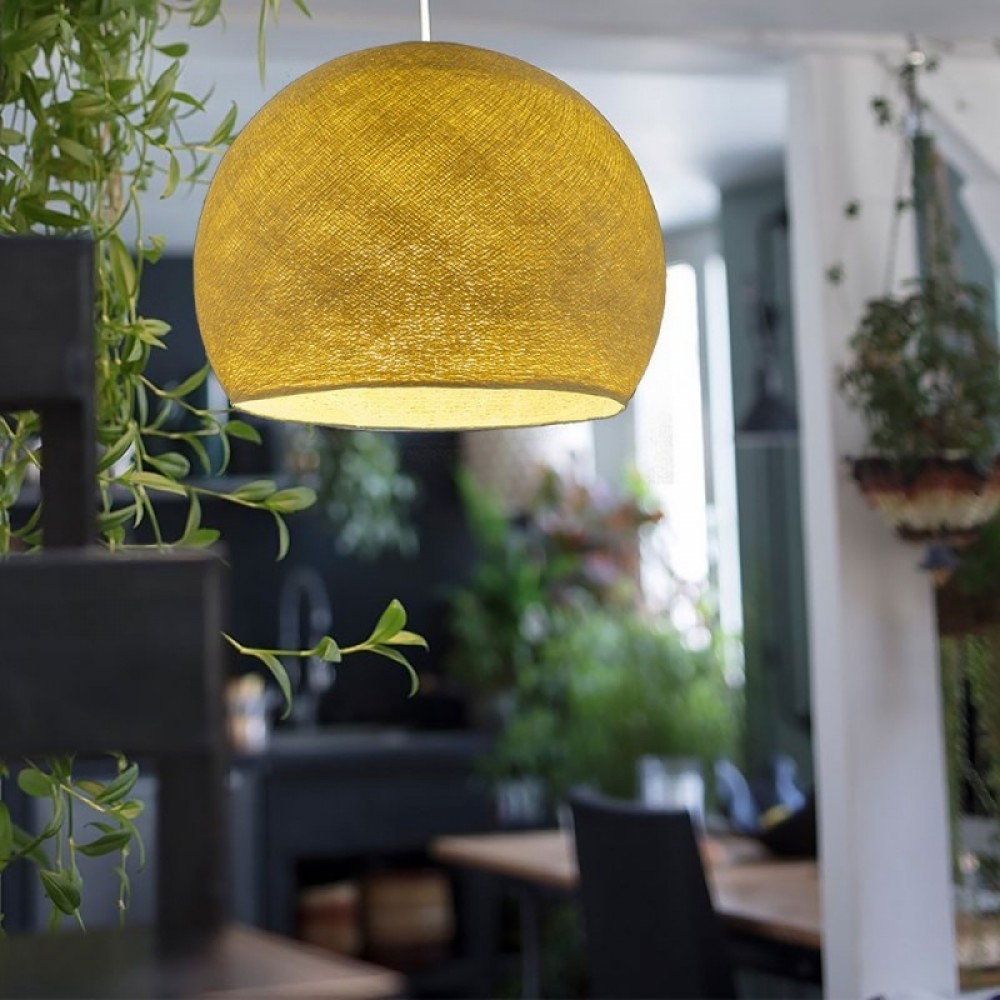 Φωτιστικό Μπάλα Dome Μουσταρδί Από Νήμα Πολυεστέρα - 100% Χειροποίητο Creative Cables