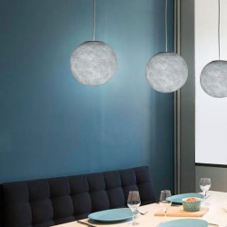 Φωτιστικό Σφαίρα Ανοιχτό Γκρι Από Νήμα Πολυεστέρα M-36 cm - 100% Χειροποίητο Creative Cables