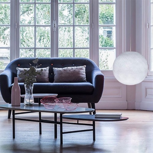 Φωτιστικό Σφαίρα Λευκό Από Νήμα Πολυεστέρα S-25cm - 100% Χειροποίητο Creative Cables