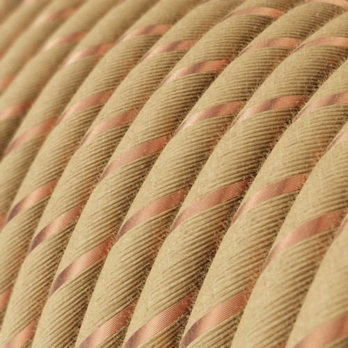 Στρόγγυλο Υφασμάτινο Καλώδιο Vertigo ERR04 Φυσική Τριχιά με Ρίγα Χαλκού Creative Cables