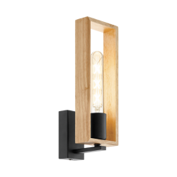 Vintage Απλίκα Τοίχου Σε Ξύλινο Και Μαύρο Χρώμα 1x 60W E27 LITTLETON Eglo