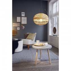 Vintage Κρεμαστό Μονόφωτο Φωτιστικό Ξύλινο Ø380 1x60W E27 AMSFIELD Eglo