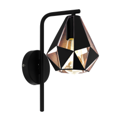 Vintage Απλίκα Μεταλλική Μαύρη Και Χάλκινη 1x 60W E27 CARLTON 4 Eglo