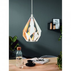 Vintage Κρεμαστό Φωτιστικό Σε Λευκό Και Χρυσό Ø28cm 1x 60W E27 CARLTON 1 Eglo