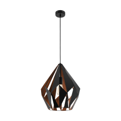 Vintage Χάλκινο Φωτιστικό Οροφής Μαύρο Ø38.5cm 1x 60E E27 CARLTON 1 Eglo