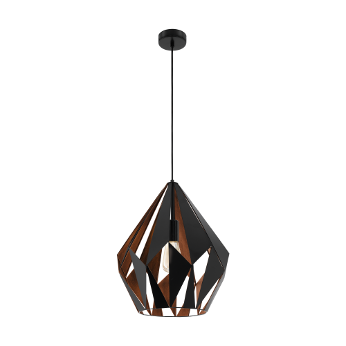 Vintage Χάλκινο Φωτιστικό Οροφής Μαύρο Ø38.5cm 1x 60E E27 CARLTON 1 Eglo