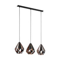 Vintage Χάλκινο Φωτιστικό Οροφής Μαύρο 3x 60E E27 CARLTON 1 Eglo