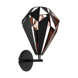 Vintage Χάλκινη Απλίκα Μαύρη 1x 60E E27 CARLTON 1 Eglo