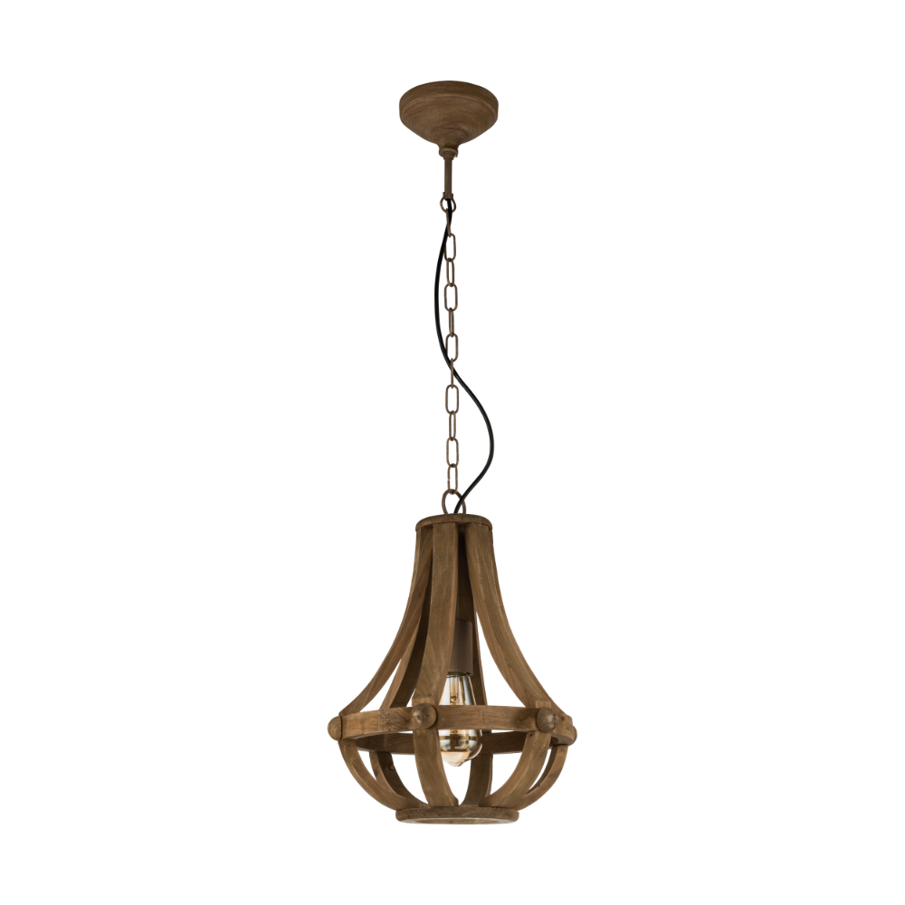 Vintage Κρεμαστό Φωτιστικό Μονόφωτο Ξύλινο Ø31cm 1x E27 60W KINROSS Eglo