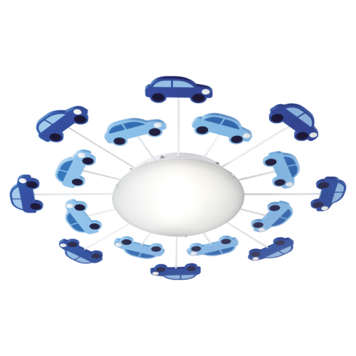Παιδικό Φωτιστικό Οροφής - Τοίχου Με Μπλε Αυτοκινητάκια 1x E27 60W VIKI Eglo